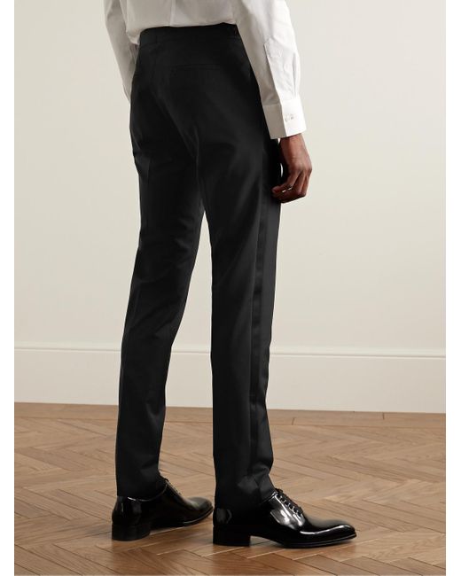 Paul Smith Black Slim-fit Satin-trimmed Wool And Mohair-blend Tuxedo Trousers for men