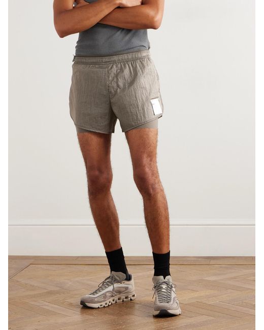 Satisfy Gray 3&Quot; Straight-Leg Layered Rippy&Trade; Ripstop And Justice&Trade; Shorts for men