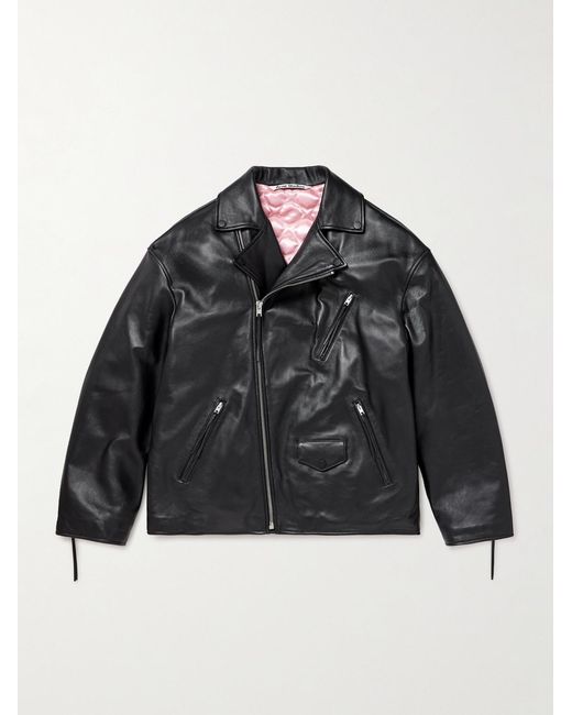 Acne Black Leather Biker Jacket for men