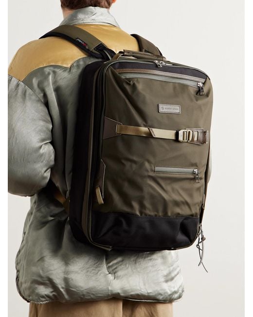 Potential 2-Way Leather And Webbing-Trimmed Cordura Mastertex Backpack di Master Piece in Green da Uomo