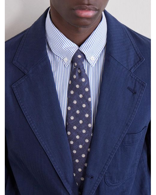 Drake's Blue Games Herringbone Cotton Suit Jacket for men
