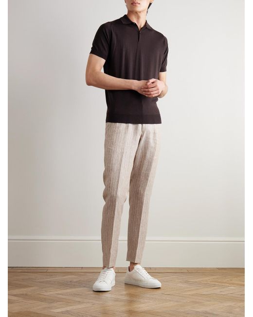 John Smedley Black Payton Slim-Fit Merino Wool Polo Shirt for men