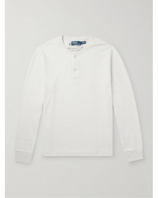 Polo Ralph Lauren White Cotton-moleskin Henley Sweatshirt for men