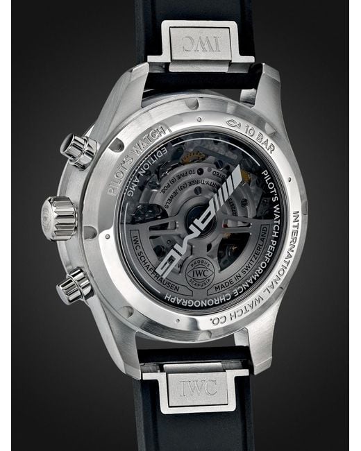 Iwc Black Pilot's Watch Automatic Chronograph Amg 42.5Mm Titanium And Rubber Watch, Ref. No. Iw388305 for men