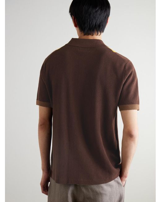 Beams Plus Brown Argyle Cotton Polo Shirt for men