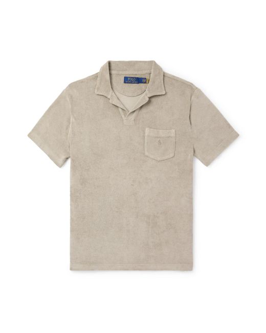 Polo Ralph Lauren White Logo-embroidered Garment-dyed Cotton-terry Polo Shirt for men