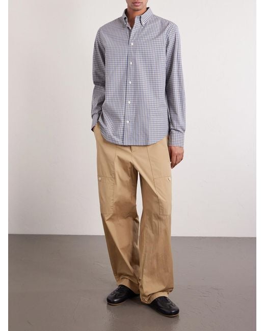 NN07 Blue Colby 50024 Button-down Collar Checked Cotton Shirt for men