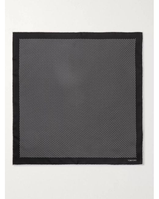 Tom Ford Black Polka-Dot Silk Pocket Square for men