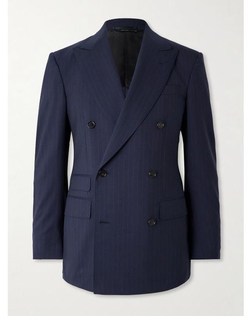 Dunhill Doppelreihiges Sakko aus Wolle mit Nadelstreifen in Blue für Herren