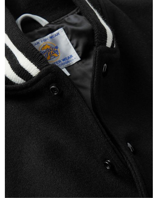 Golden Bear Black The Hayes Leather-Panelled Wool-Blend Varsity Jacket for men