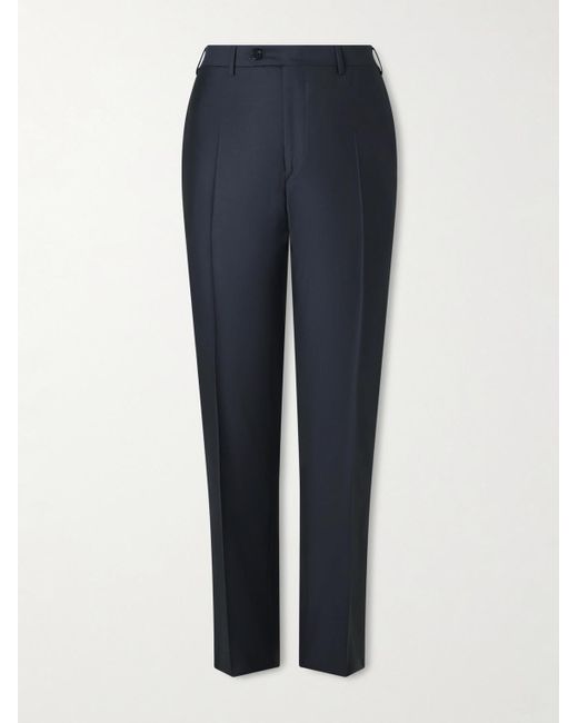 Canali Blue Tapered Super 130s Wool Suit Trousers for men