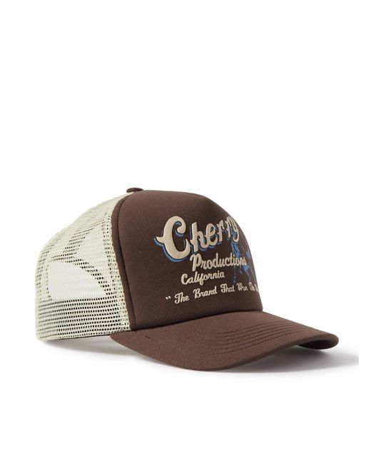 CHERRY LA Brown Logo-print Twill And Mesh Trucker Cap for men