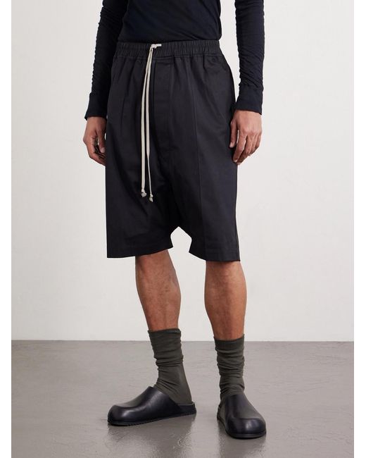 Rick Owens Black Rick's Pods Straight-leg Organic Cotton-blend Poplin Shorts for men