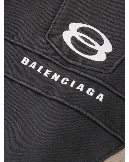Balenciaga Black Logo-embroidered Panelled Cotton-blend Zip-up Hoodie for men