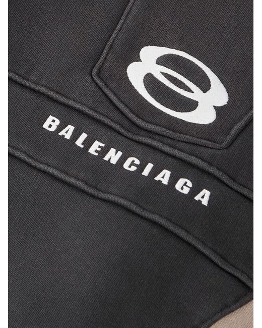 Balenciaga Black Logo-Embroidered Panelled Cotton-Blend Zip-Up Hoodie for men