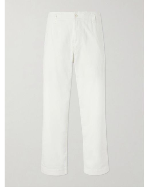 Margaret Howell White Mhl. Naval Straight-Leg Cotton-Drill Trousers for men