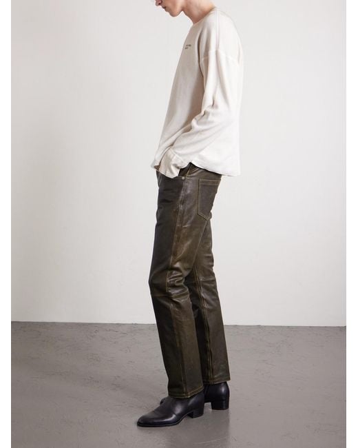 Enfants Riches Deprimes Gray Moto Fly Slim-Fit Straight-Leg Leather Trousers for men