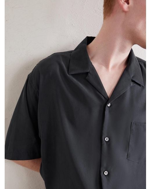 Ssstein Blue Convertible-Collar Oversized Twill Shirt for men