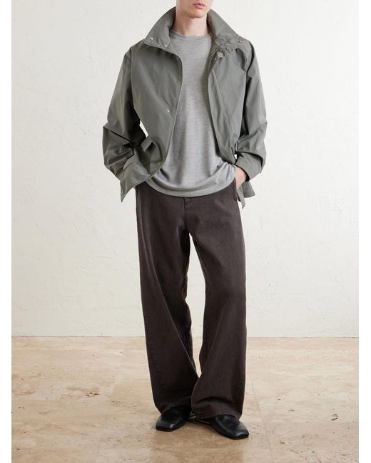 The Elder Statesman Gray Lenny Ribbed Wool, Silk And Linen-Blend T-Shirt for men