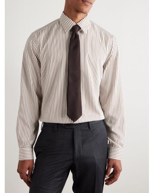 Paul Smith White Striped Twill Shirt for men