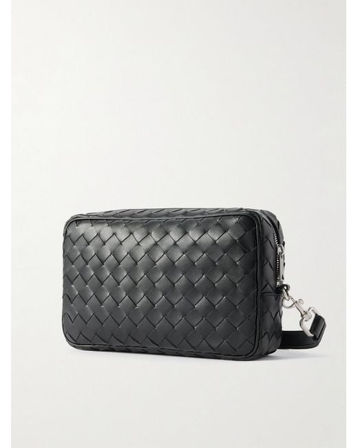 Bottega Veneta Black Intrecciato Leather Pouch for men