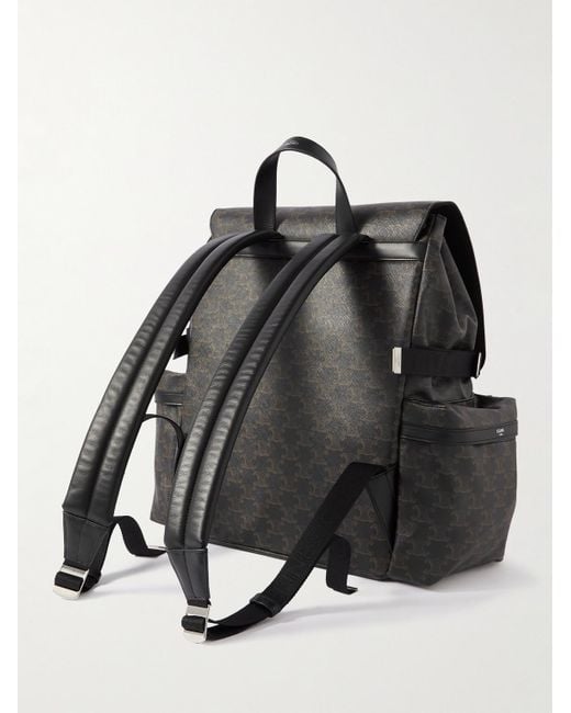 Céline Triomphe Rucksack aus beschichtetem Canvas mit Logoprint und Lederbesatz in Black für Herren