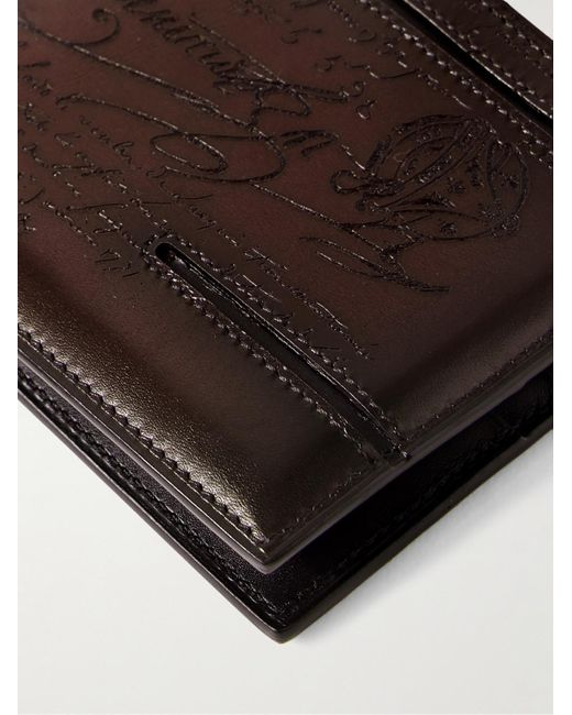 Berluti Black Makore Neo Taglio Scritto Venezia Leather Billfold Wallet for men