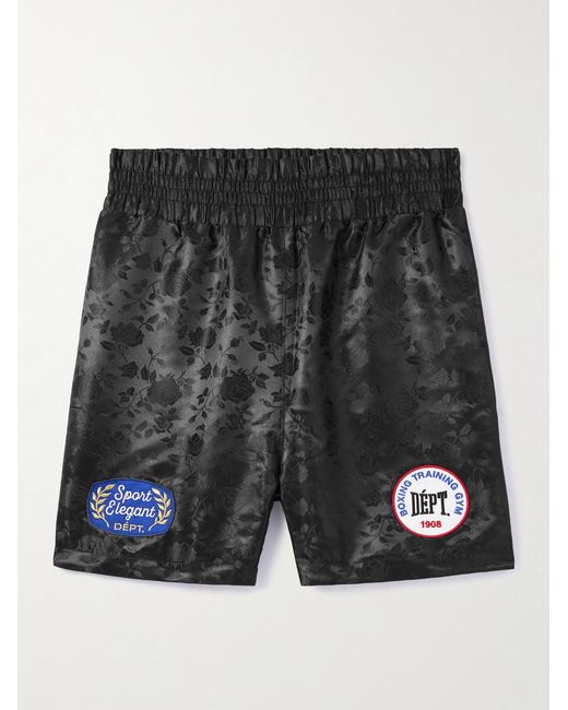 GALLERY DEPT. Black Boxing Straight-Leg Appliquéd Satin-Jacquard Shorts for men