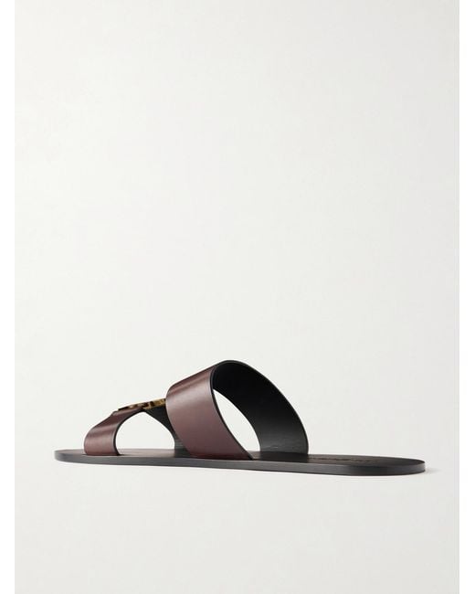 Saint Laurent Brown Babylone Logo-embellished Leather Sandals for men