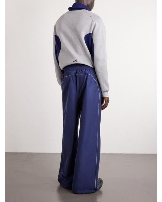 Balenciaga Blue Wide-Leg Logo-Print Cotton-Blend Sweatpants for men
