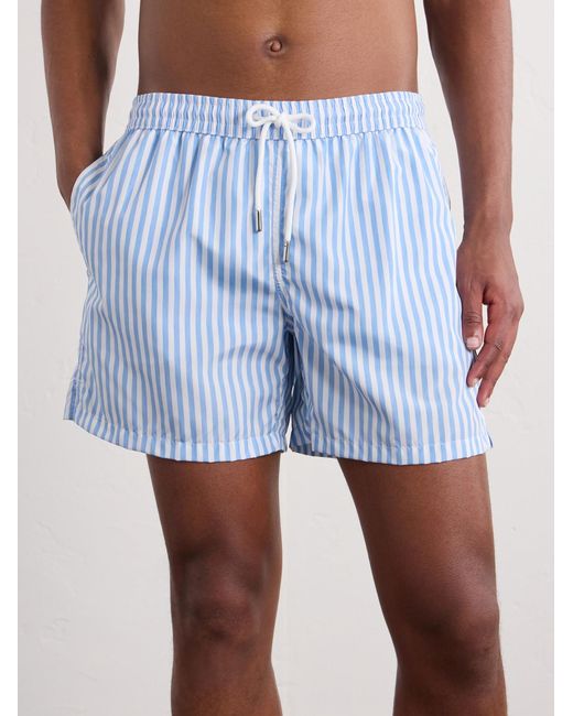 Thom Sweeney Blue Straight-leg Mid-length Striped Swim Shorts for men