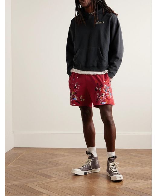 GALLERY DEPT. Insomnia Straight-leg Logo-print Paint-splattered Cotton-jersey Shorts for men