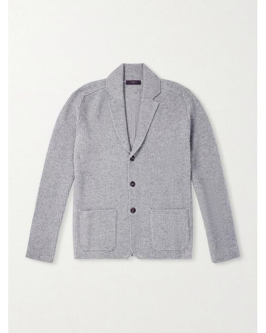 Slowear Gray Single-Breasted Ribbed Virgin Wool Blazer for men
