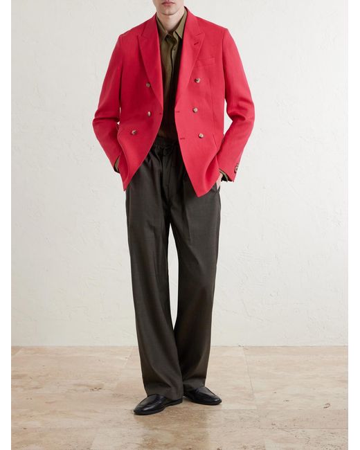 Paul Smith Red Double-Breasted Linen Blazer for men