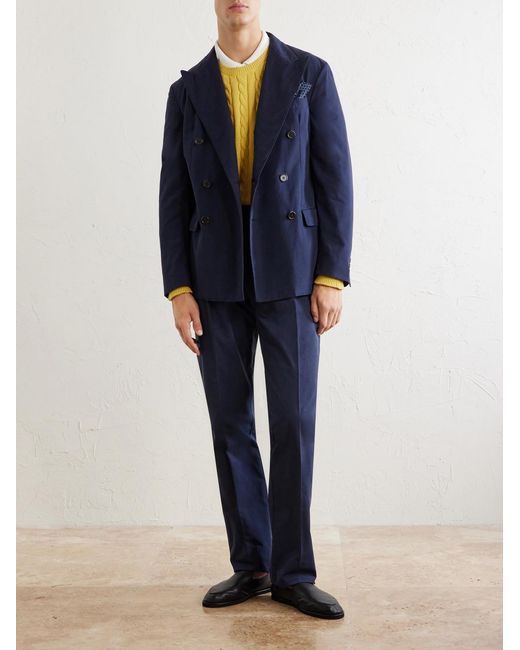 Polo Ralph Lauren Blue Double-Breasted Cotton-Canvas Suit Jacket for men