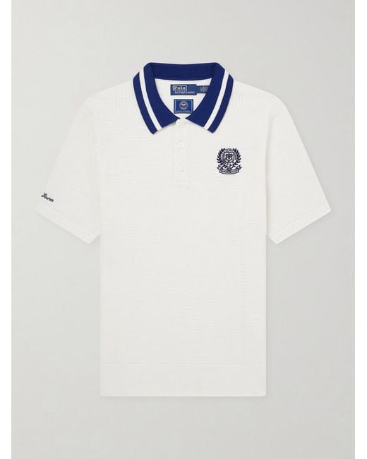 Polo Ralph Lauren White Wimbledon Embroidered Cotton-Knitted Shirt for men