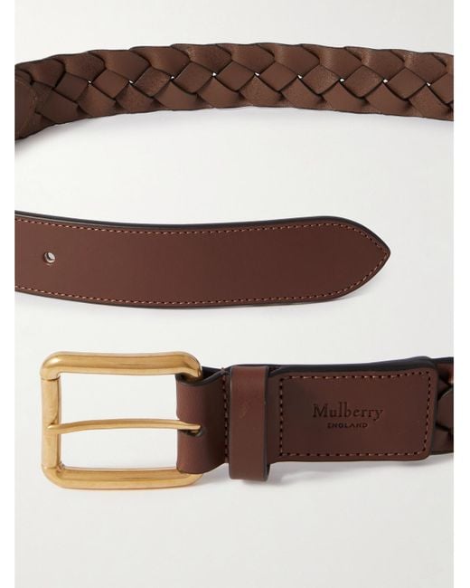 Mulberry Brown Heritage 3.5cm Braided Leather Belt for men