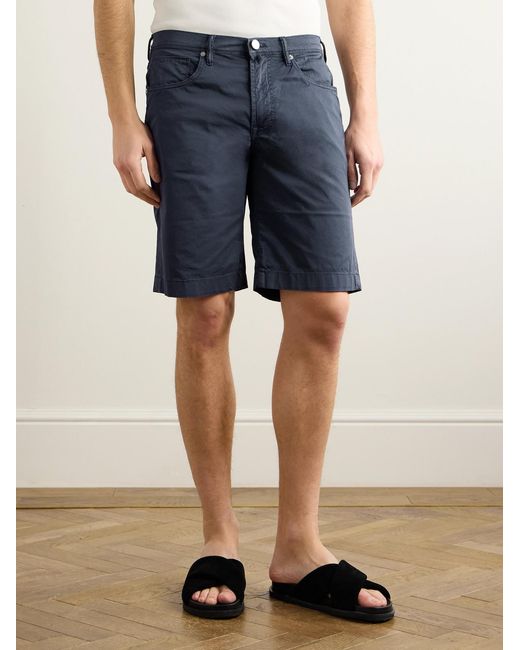 Slowear Blue Division Straight-Leg Cotton-Blend Shorts for men