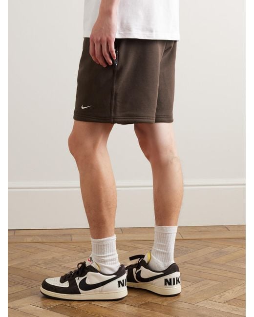 Nike Brown Nrg Swoosh Logo-embroidered Cotton-blend Jersey Shorts for men