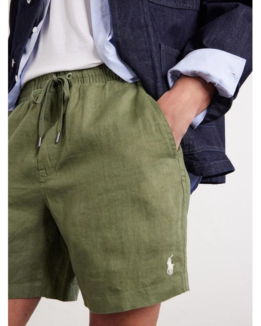 Polo Ralph Lauren Green Straight-leg Linen Drawstring Shorts for men