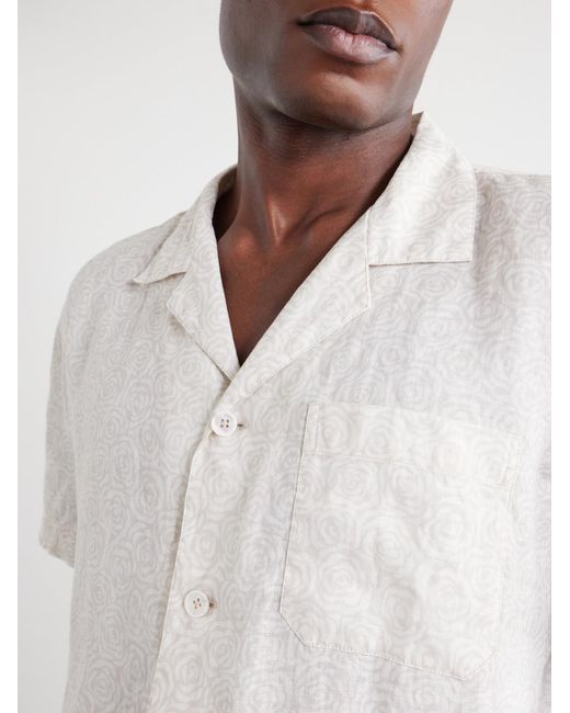 Derek Rose White Milan 31 Floral-Print Linen Pyjama Set for men