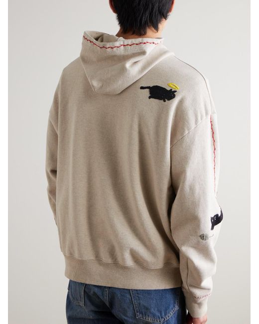 Kapital Natural Embroidered Cotton-Jersey Hoodie for men