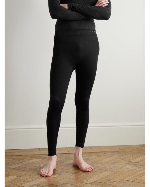 Falke Black Recycled Ribbed-Knit Ski Tights for men