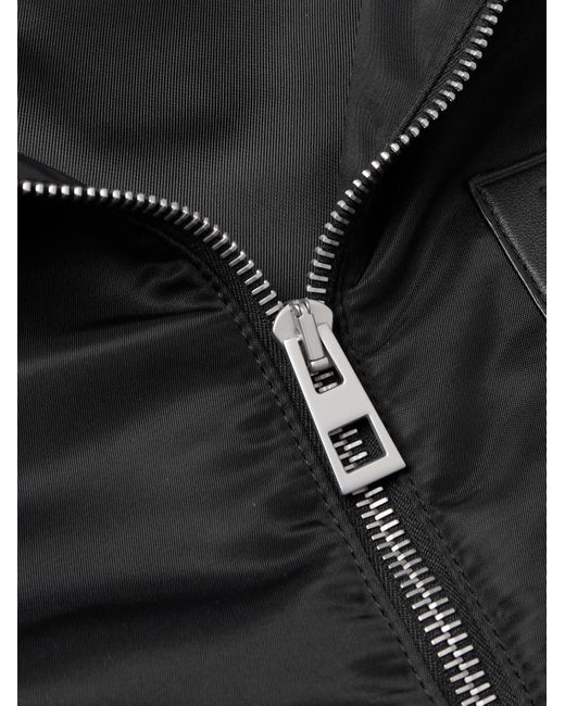 Loewe Black Leather-trimmed Shell Hooded Jacket for men