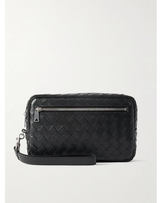 Bottega Veneta Black Intrecciato Leather Pouch for men