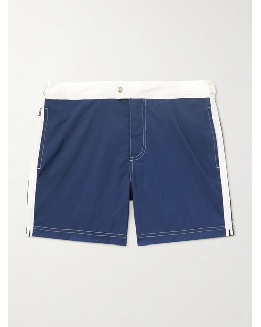 Tom Ford Blue Straight-Leg Mid-Length Striped Swim Shorts for men