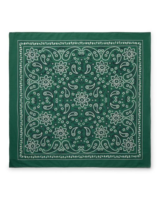 Drake's Green Paisley-print Cotton-voile Bandana for men