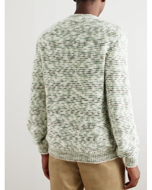Loro Piana White Gnifetti Textured-Knit Cashmere Sweater for men