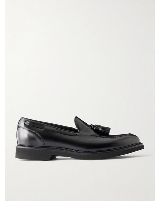 Canali Black Tasseled Leather Loafers for men