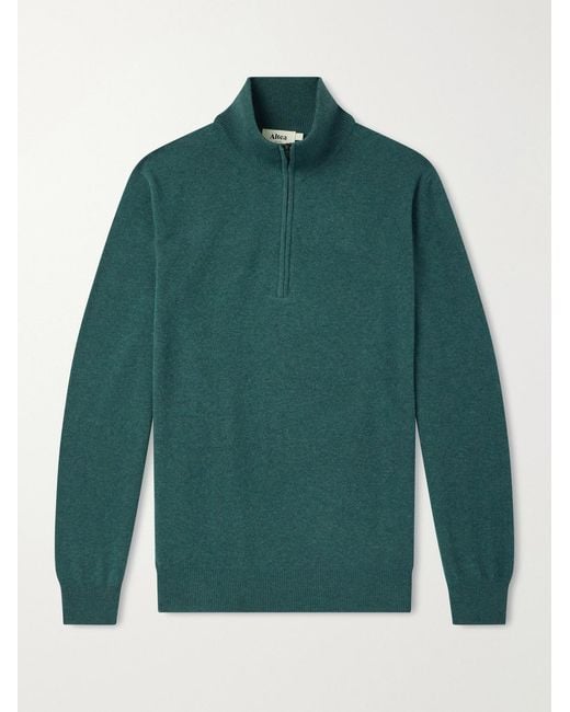 Altea Green Virgin Wool Half-zip Sweater for men